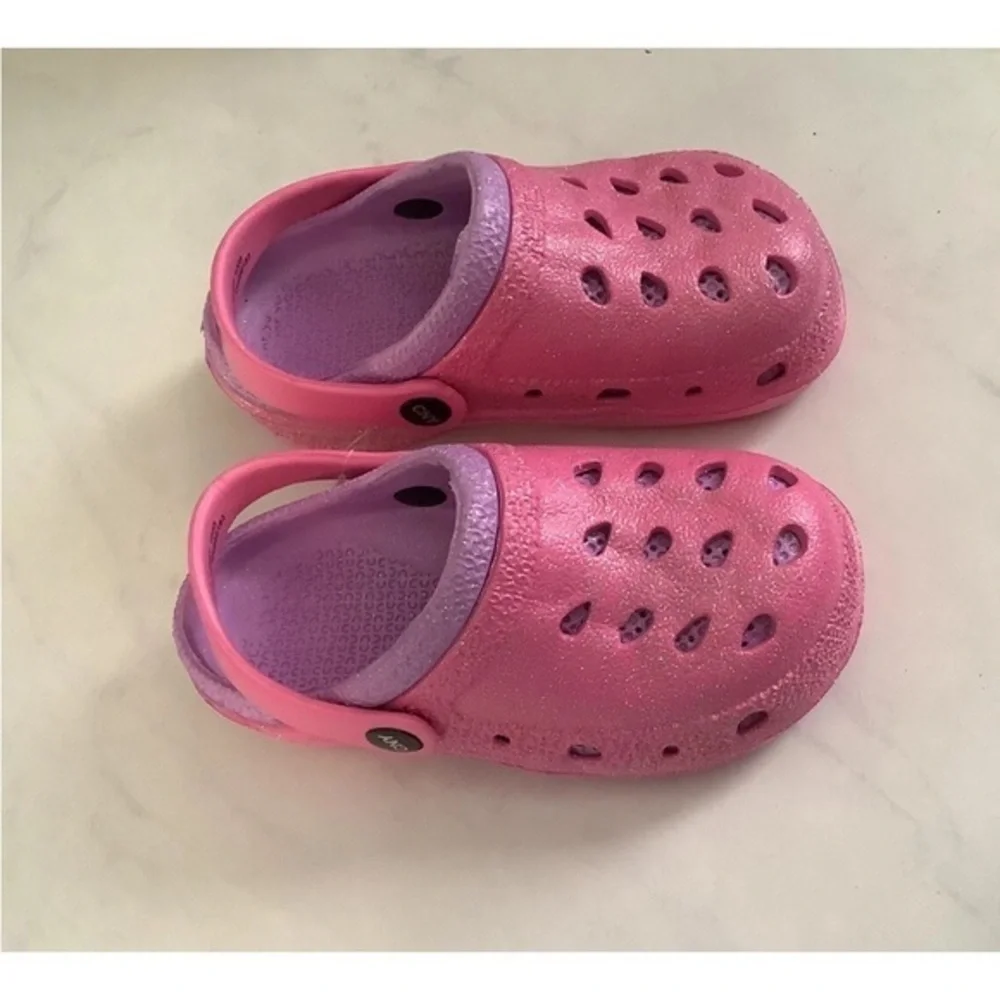 Capelli Girls Clogs 10 Shoes Kids Slip On Pink Glitter Heel Strap Fun